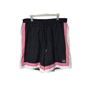 Sergio Tacchini Gandolfo Nylon Athletic Tennis Shorts Black Pink White Athletic